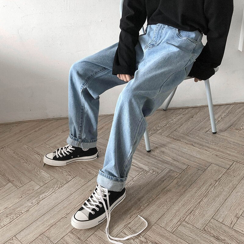 [Korean Style] Cowhide Straight Denim Jeans