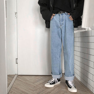 [Korean Style] Cowhide Straight Denim Jeans