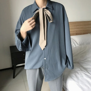 [Korean Style] Deen Striped Oversize Shirts