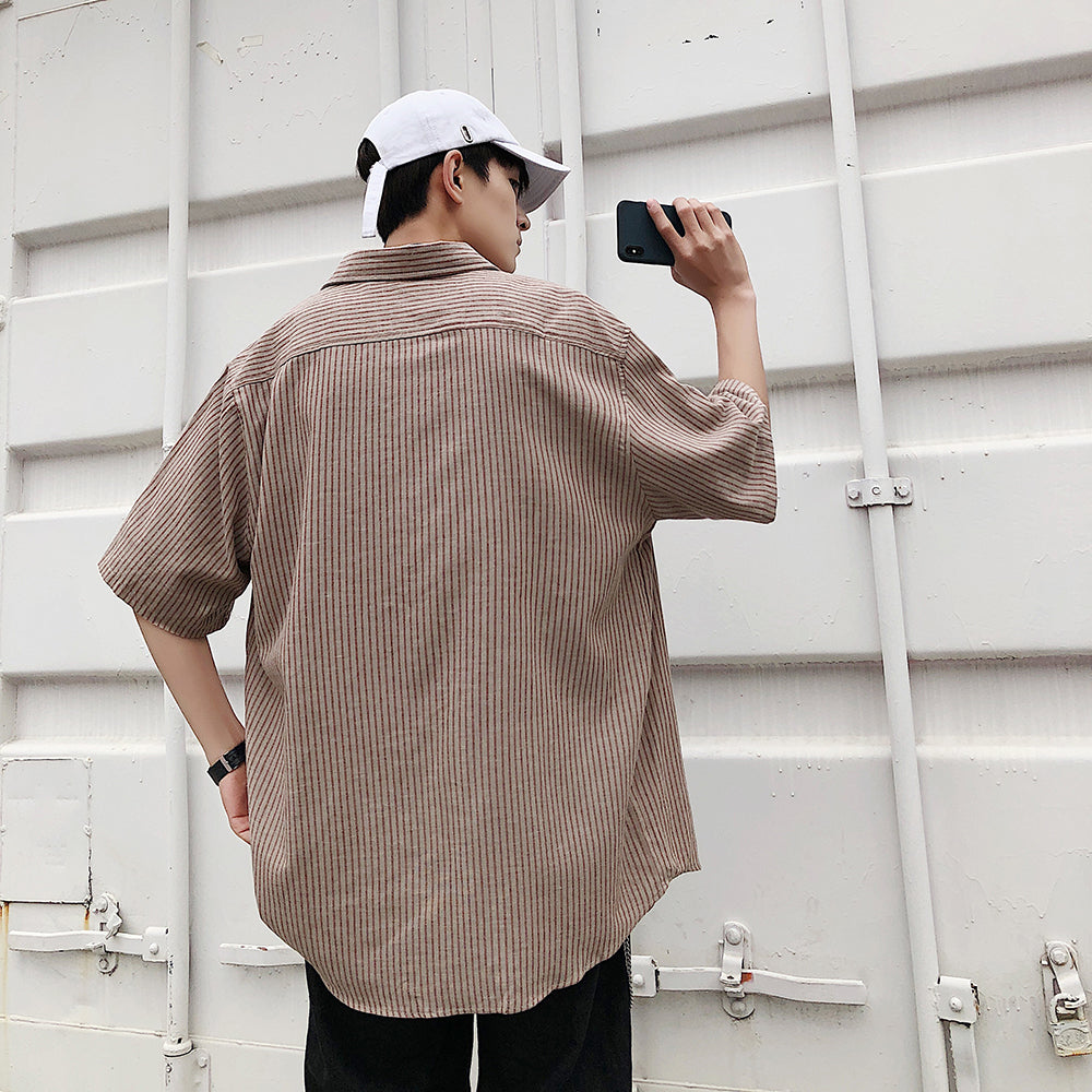 [Korean Style] Mardi Stripe Printing Shirts