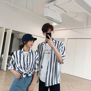 [Korean Style] Nira Striped Casual Unisex Shirts