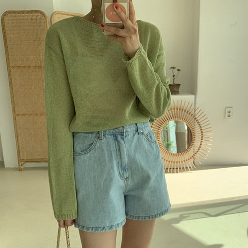 [Korean Style] Patty Long sleeve Knit Tee