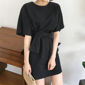 [Korean Style] Ferine Solid Color Wrap Dress