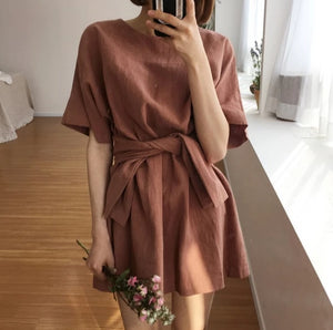 [Korean Style] Ferine Solid Color Wrap Dress