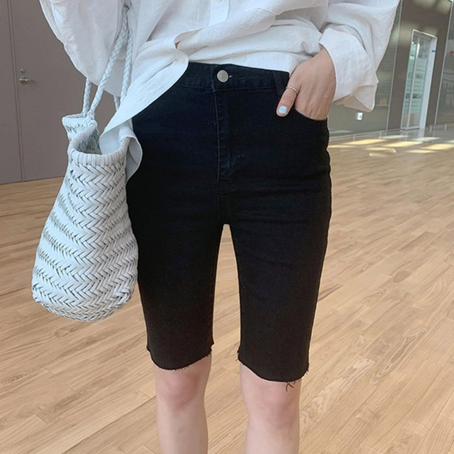 [Korean Style] Basic Black Biker Jeans