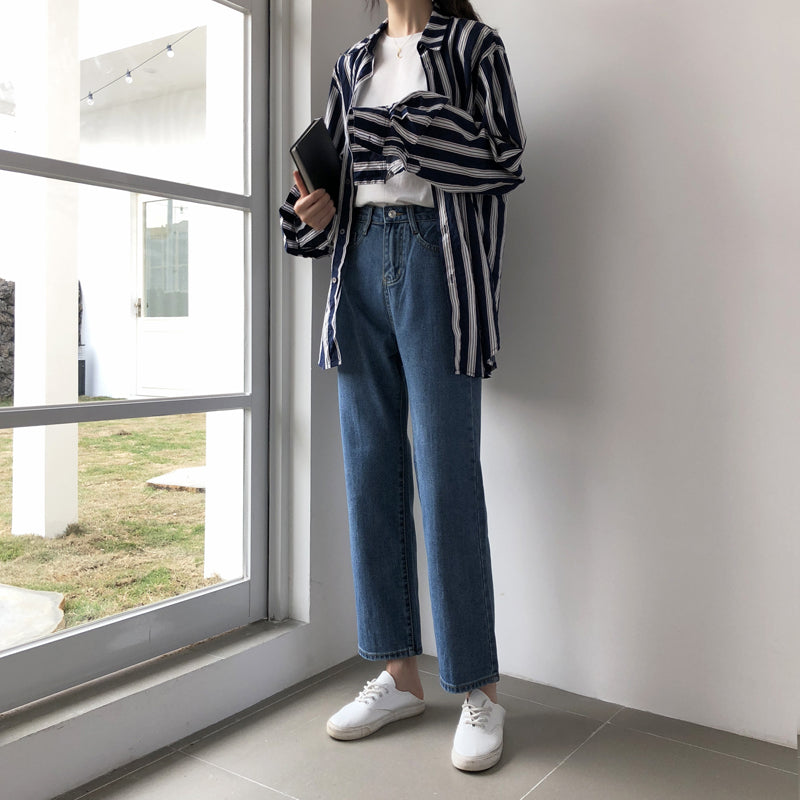 [Korean Style] Lulus Button Straight Jeans