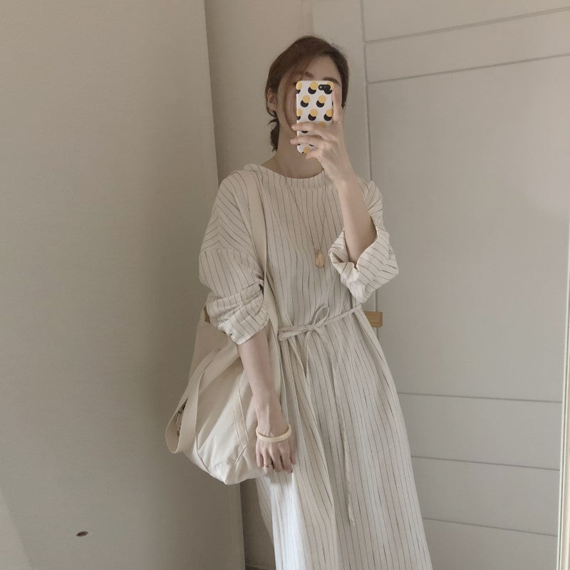 [Korean Sytle] Minimal Loose Fit Stripe Dress