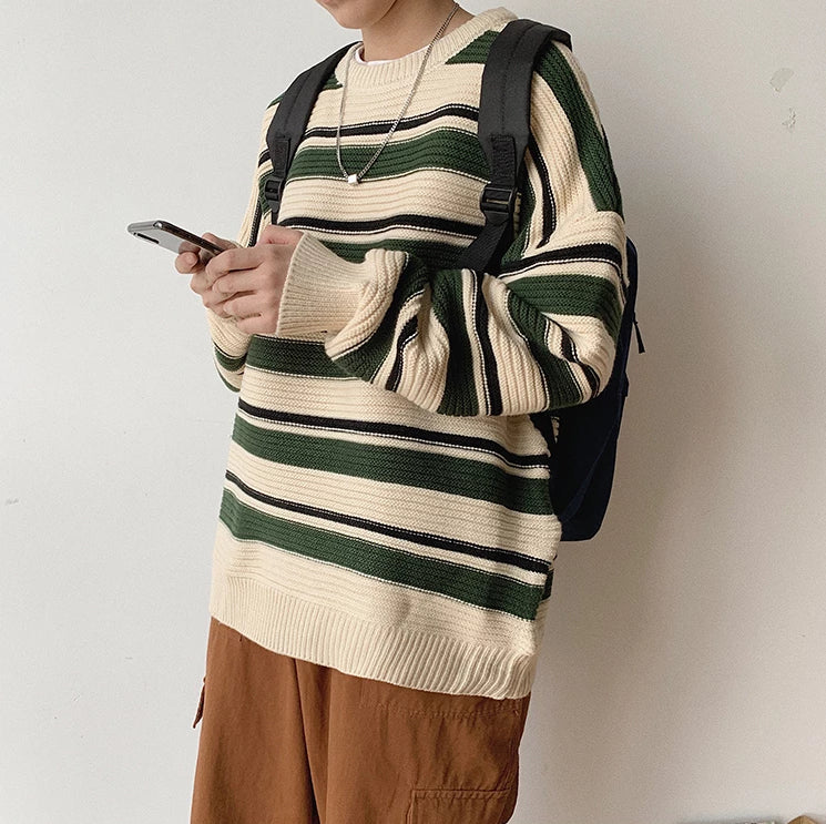 [Korean Style] Dibby High-Quality Striped Sweater
