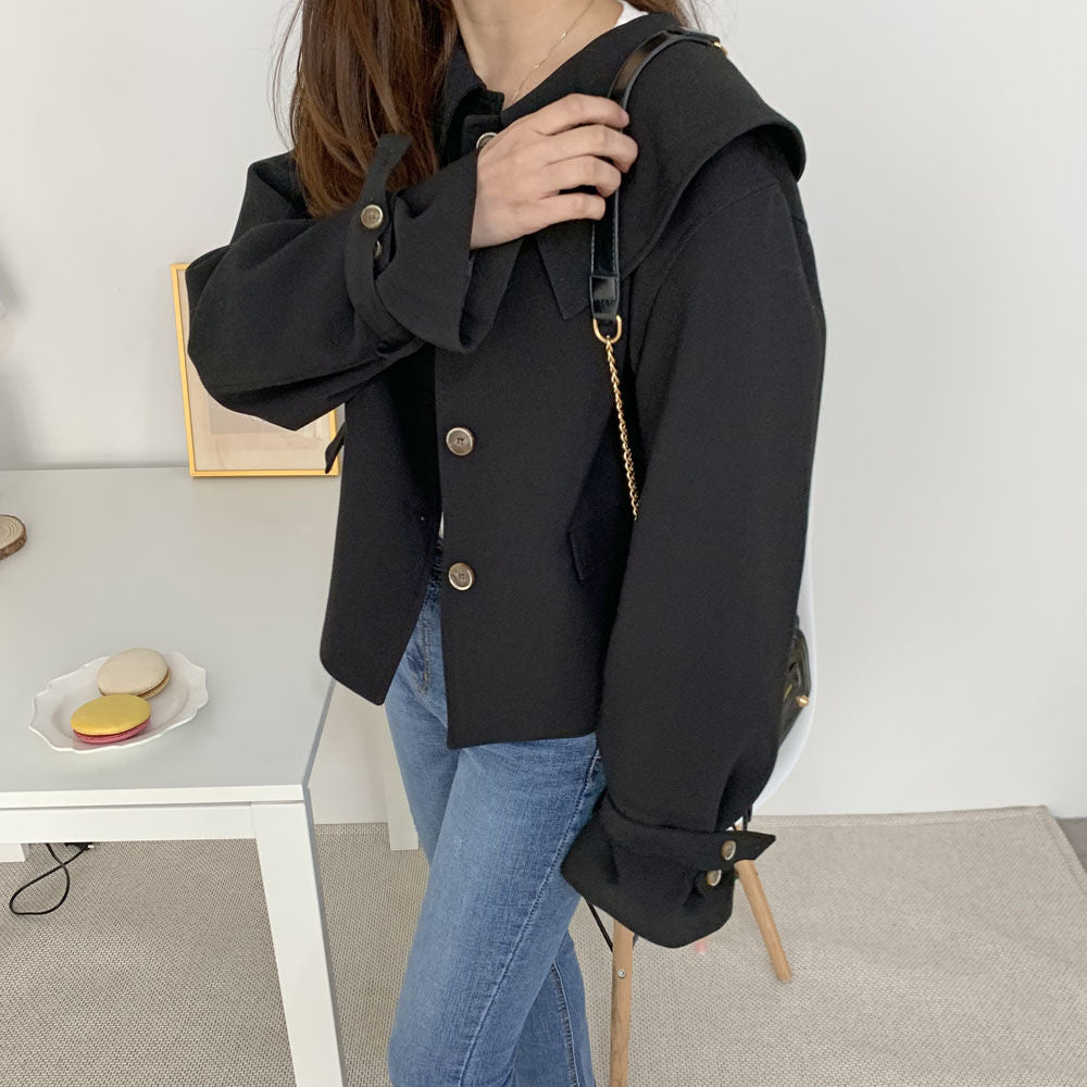 [Korean Style] Sharon Petal Collar Jacket