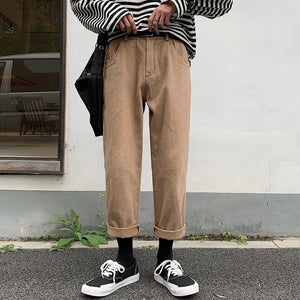 [Korean Style] Neva Straight Casual Black/khaki Color Cargo Pants