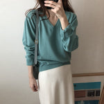 [Korean Style] Louie Solid Color V-neck Knit