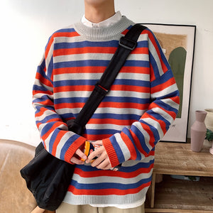[Korean Style] Multicolors Stripe Woolen Sweaters
