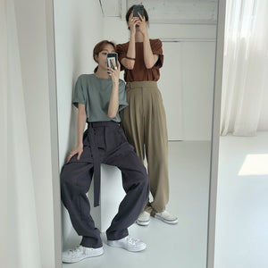 [Korean Style] Veeta Wide Leg Buckle Trousers