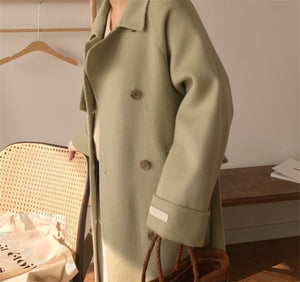 [Korean Sytle] Joa Wool Blended Double Breasted Long Coat