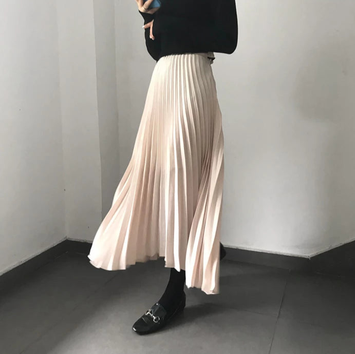 [Korean Style] Kit Pleated Long Skirt