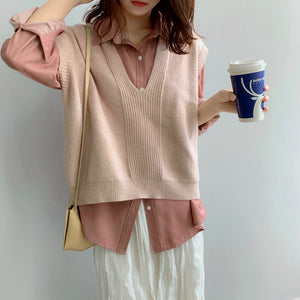 [Korena Style] Jennet V-neck Loose Fit Knit Vest