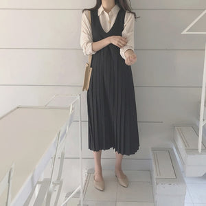 [Korean Style] Clarke Pleated Vintage Dress