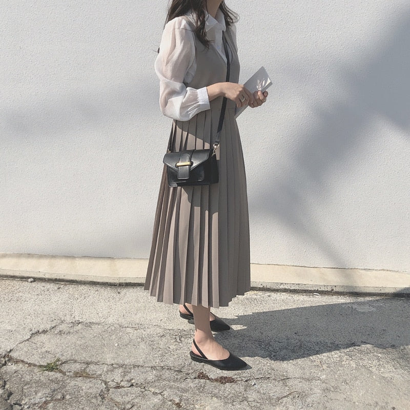[Korean Style] Clarke Pleated Vintage Dress