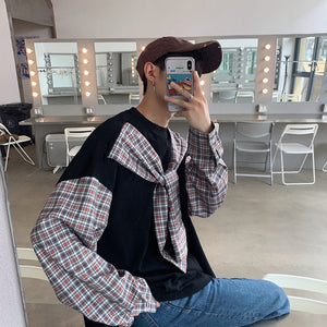 [Korean Style] Two Pieces Pullover Lattice Sweatshirts