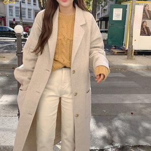 [Korean Style] Lela Turn Down Collar Belted Overcoat