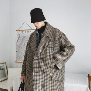 [Korean Style] Diny Plaid Woolen Oversized Jackets