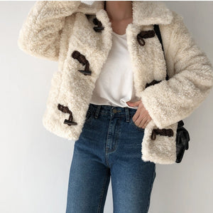 [Korean Style] Seon Creamy Teddy Coat