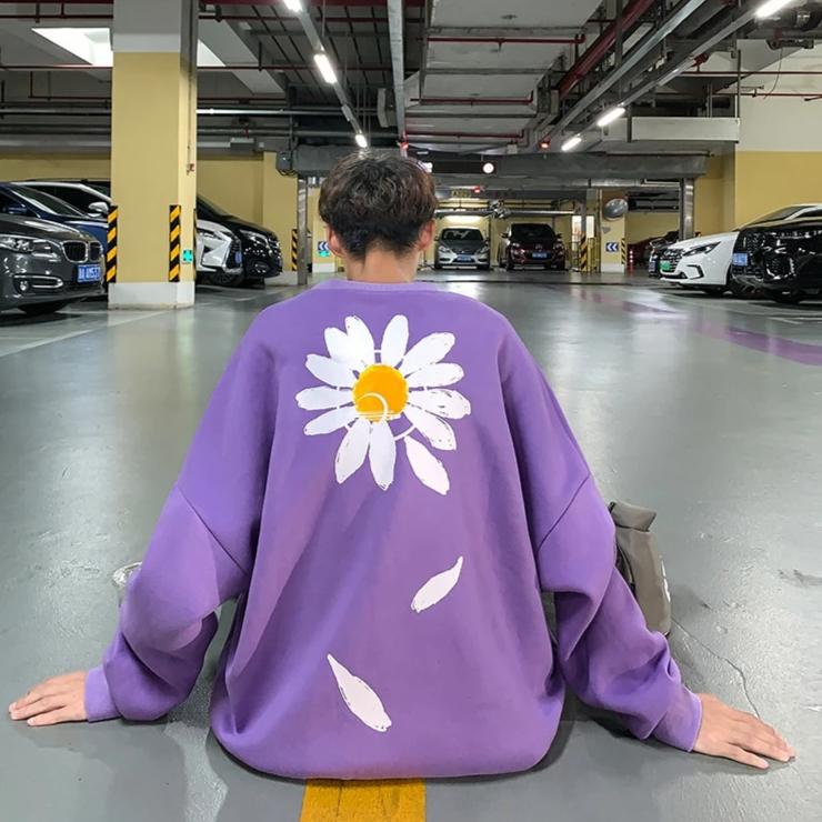 [Korean Style] Flower Fleece Oversized Sweatshirts