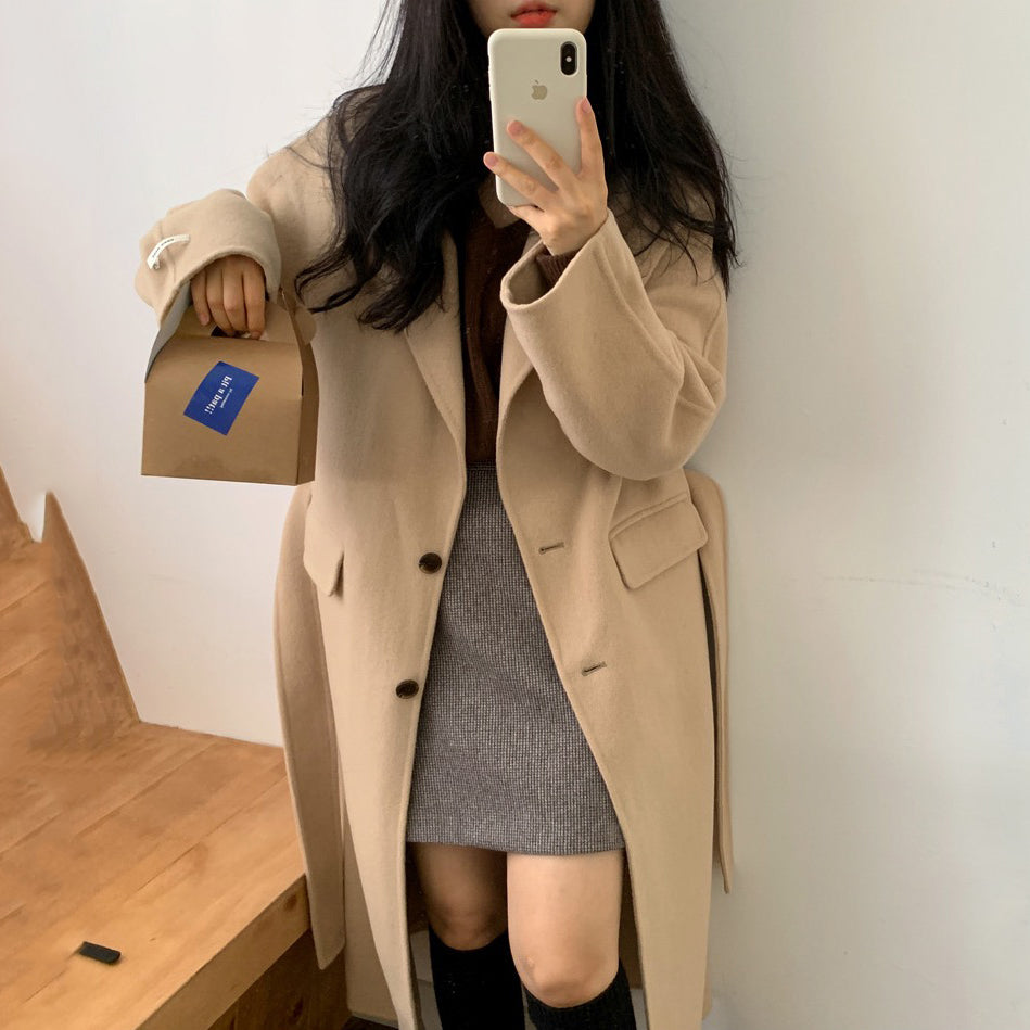 [Korean Style] Hennie Wool Blended Long Coat