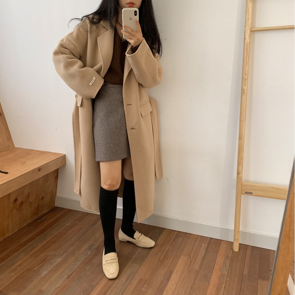 [Korean Style] Hennie Wool Blended Long Coat