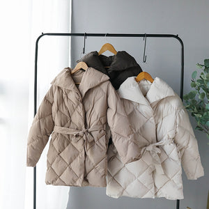 [Korean Style] Ginney Cotton-padded Belted Puffer Jacket