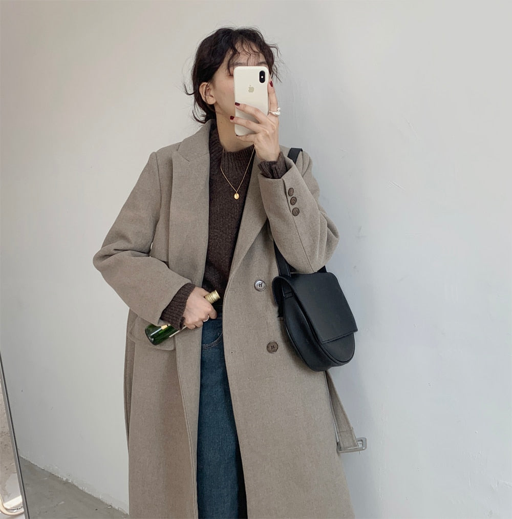 [Korean Style] Chia Woolen Blended Compact Coat