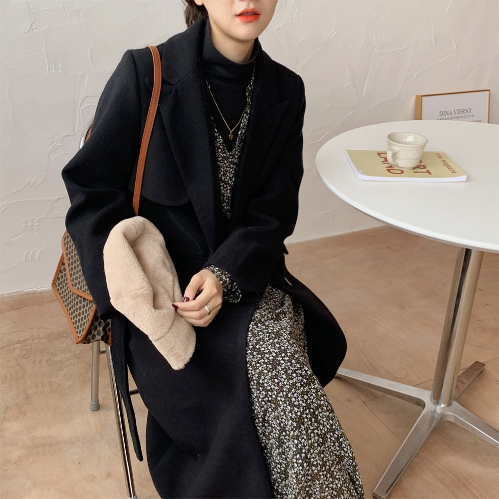 [Korean Style] Chia Woolen Blended Compact Coat