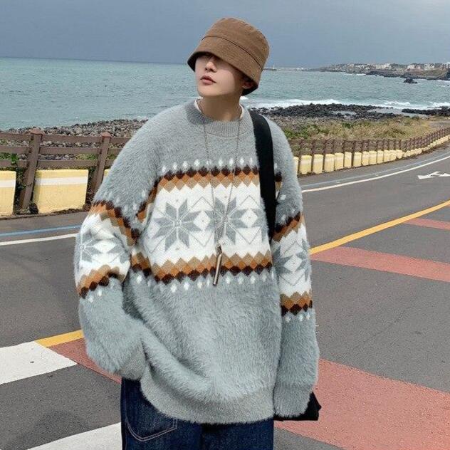 [Korean Style] Plush Flower Pullover Sweaters