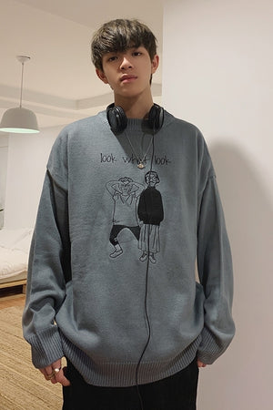 [Korean Style] 3 Colors Embroidery Pullover Sweaters