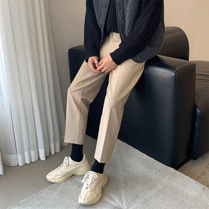 [Korean Style] Black/Beige Dal Straight Trousers