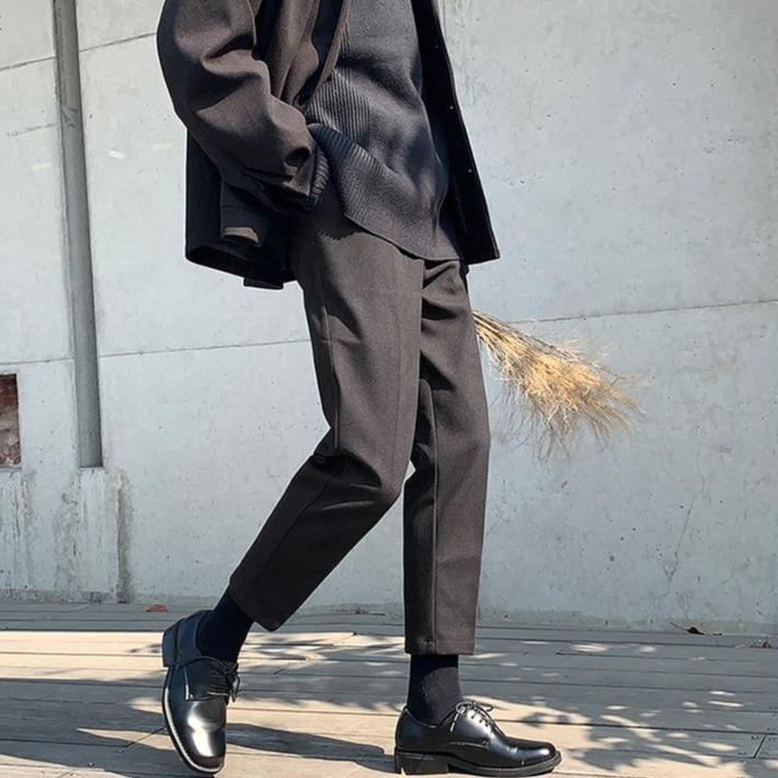 [Korean Style] Black/Beige Dal Straight Trousers