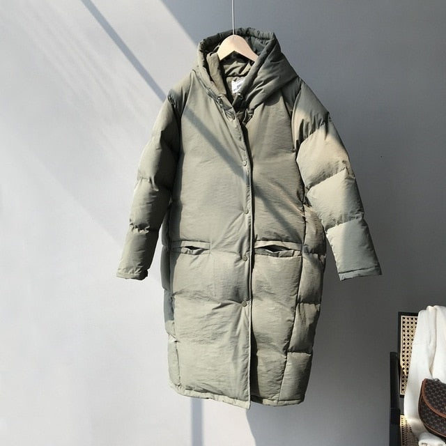 [Korean Style] Gress Long Cotton Parka Jacket