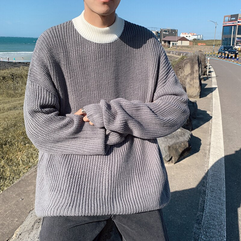 [Korean Style] 6 Colors Two-Tone Pullover Sweaters