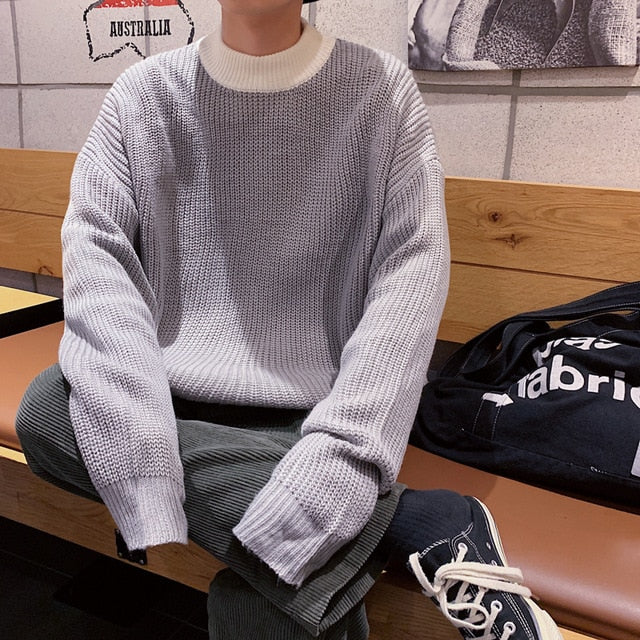 [Korean Style] 6 Colors Two-Tone Pullover Sweaters