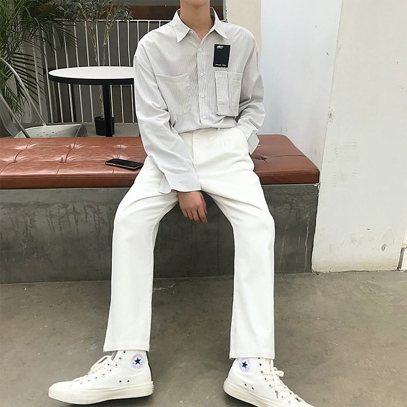 [Korean Style] White Color Casual Wide pants