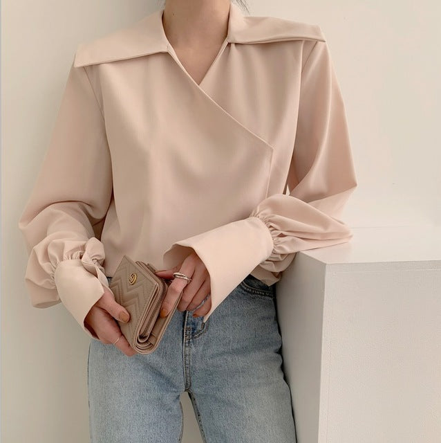 [Korean Style] Stella Wide Collar Blouse