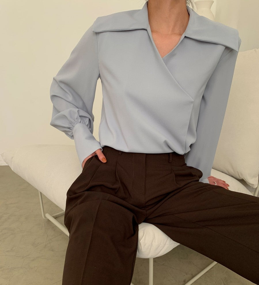 [Korean Style] Stella Wide Collar Blouse