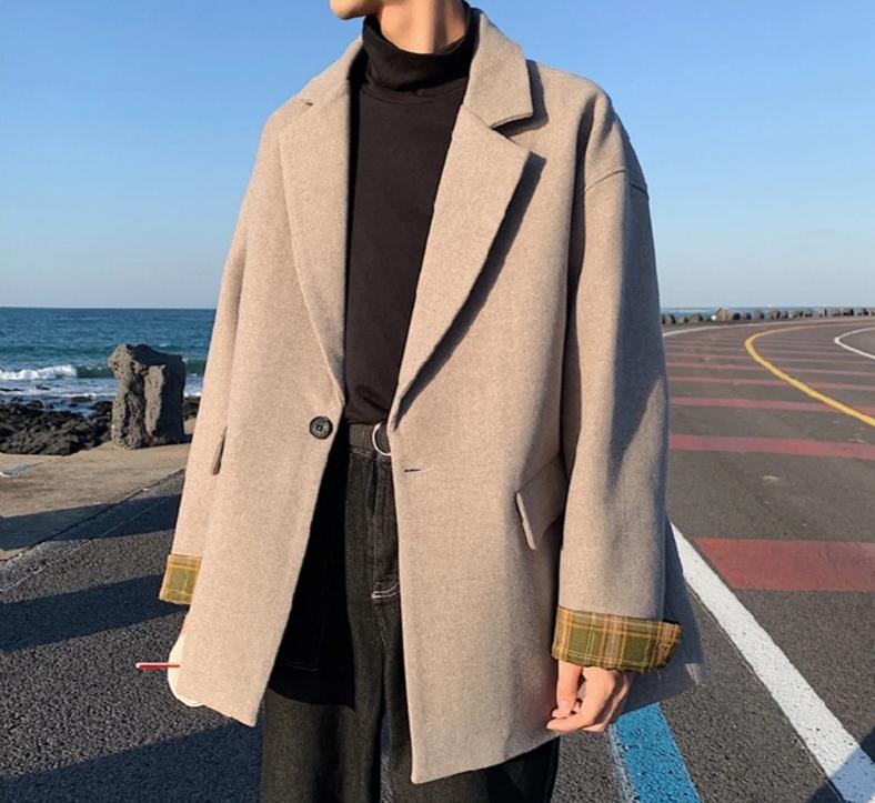 [Korean Style] Den Patchwork Casual Overcoats