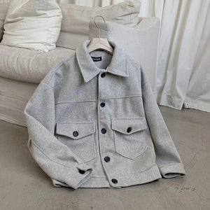 [Korean Style] Mory Single Breasted Woolen Short Coats