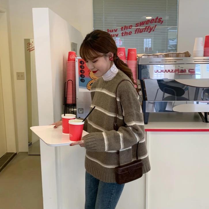[Korean Style] Emma Stripe Round Neck Sweater