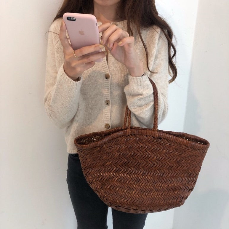 [Korean Style]  Almond Cropped Cardigan