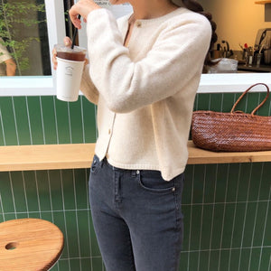 [Korean Style]  Almond Cropped Cardigan