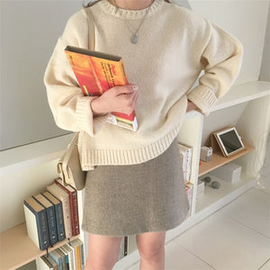 [Korean Style] Molly Round Neck Rib Knit Sweater