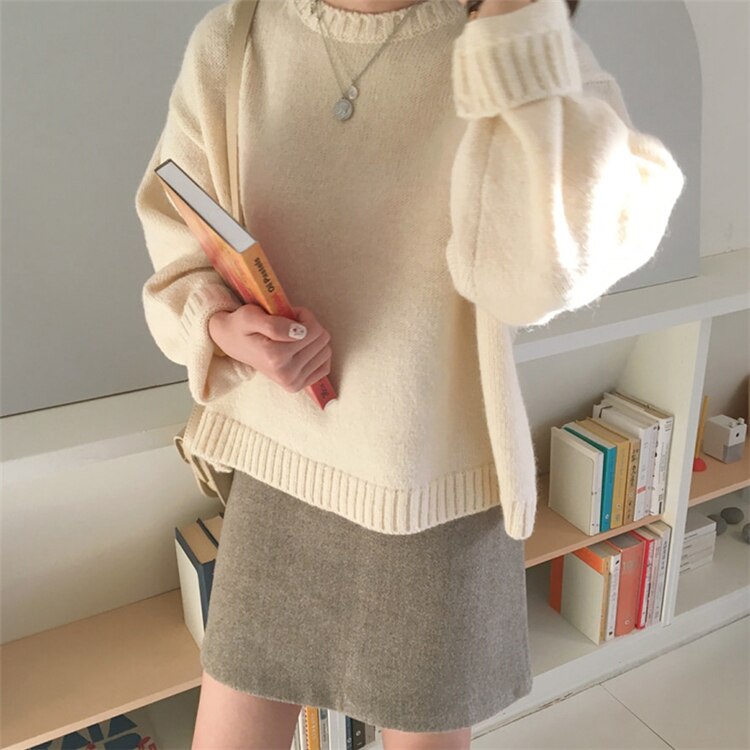 [Korean Style] Molly Round Neck Rib Knit Sweater