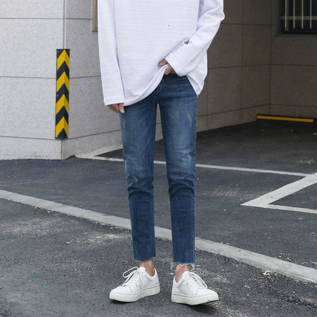 [Korean Style] Ankle-cut Straight Denim Jeans